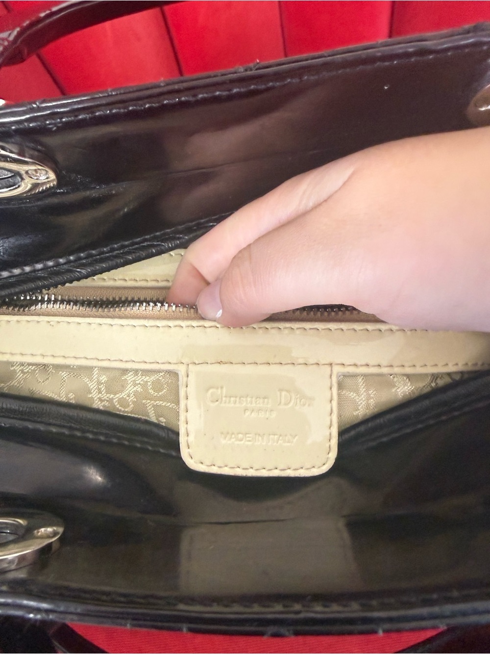 Dior Black Quilted Patent Leather Lady Dior Tote with Silver Hardware - Picture 3 of 16
